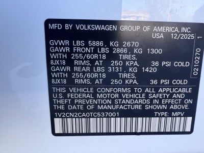 2026 Volkswagen Atlas 2.0T Peak Edition