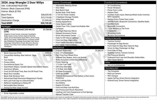 2026 Jeep Wrangler WRANGLER 2-DOOR WILLYS