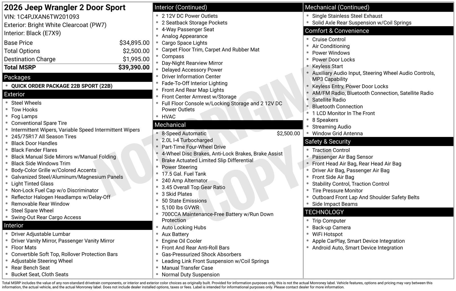 2026 Jeep Wrangler WRANGLER 2-DOOR SPORT