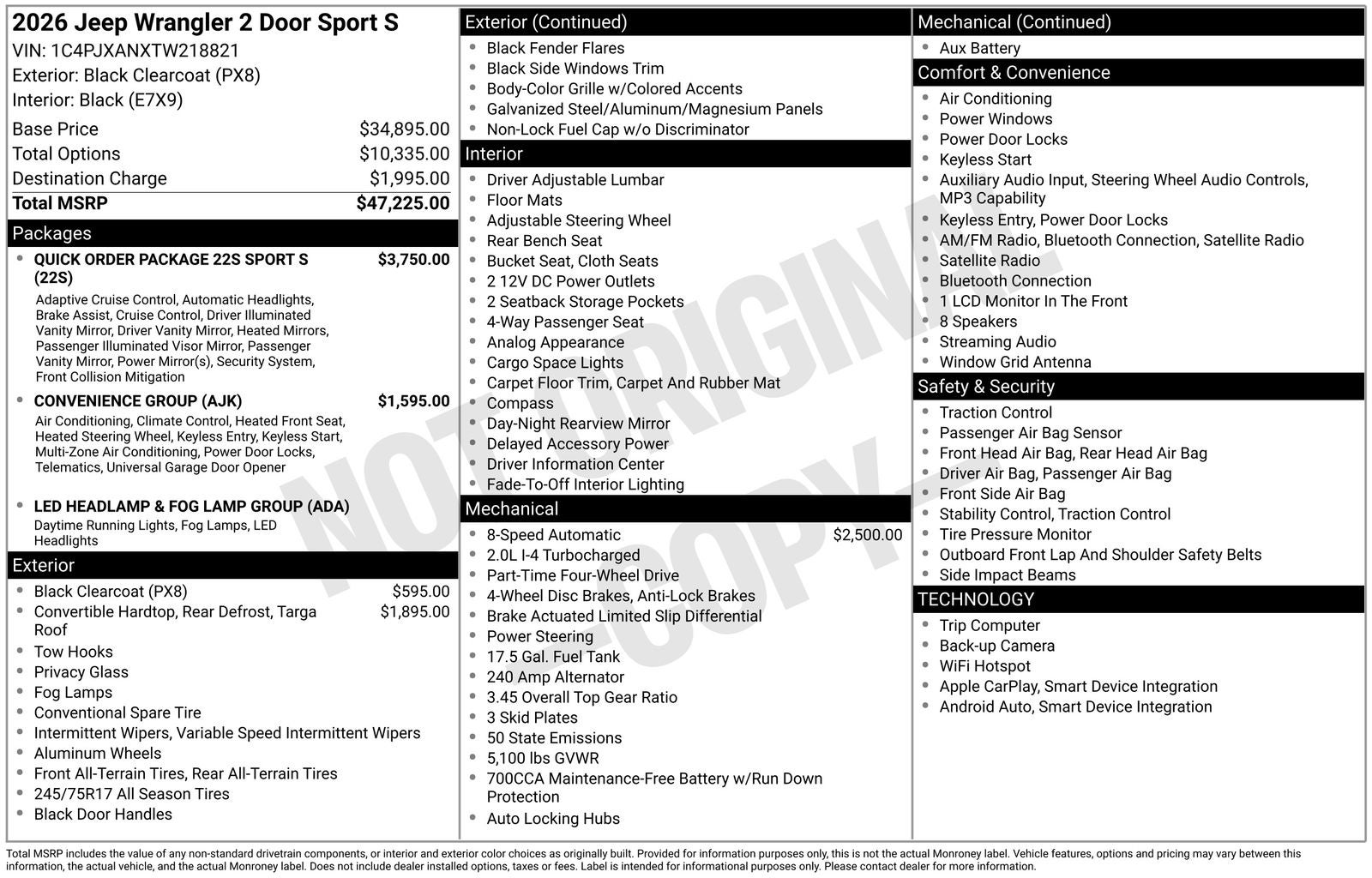 2026 Jeep Wrangler WRANGLER 2-DOOR SPORT S