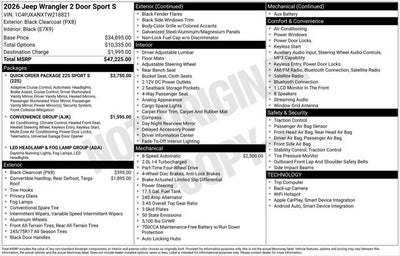 2026 Jeep Wrangler WRANGLER 2-DOOR SPORT S