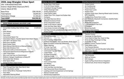 2026 Jeep Wrangler WRANGLER 4-DOOR SPORT