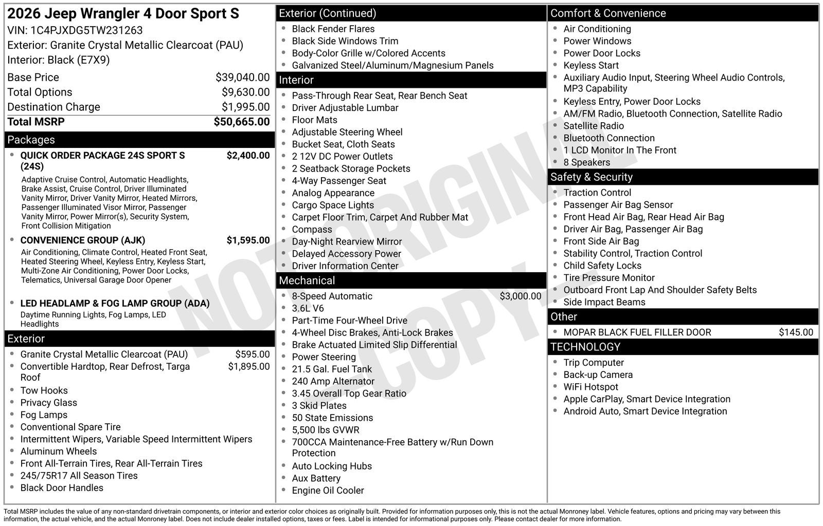 2026 Jeep Wrangler WRANGLER 4-DOOR SPORT S