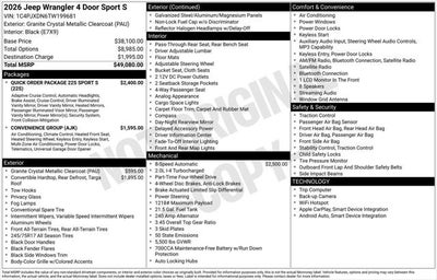 2026 Jeep Wrangler WRANGLER 4-DOOR SPORT S