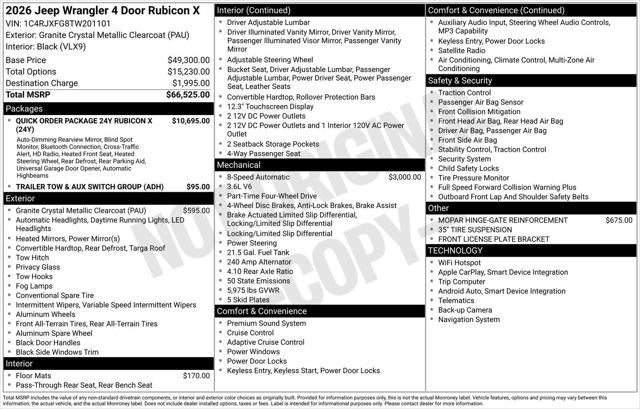 2026 Jeep Wrangler WRANGLER 4-DOOR RUBICON X