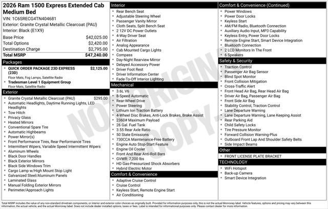 2026 RAM Ram 1500 RAM 1500 EXPRESS QUAD CAB 4X2 6'4' BOX