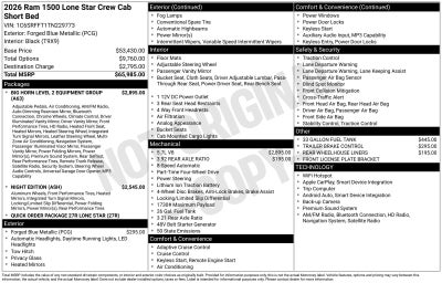 2026 RAM Ram 1500 RAM 1500 LONE STAR CREW CAB 4X4 5'7' BOX