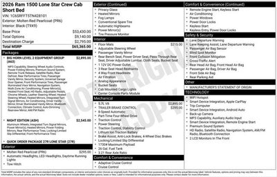 2026 RAM Ram 1500 RAM 1500 LONE STAR CREW CAB 4X4 5'7' BOX