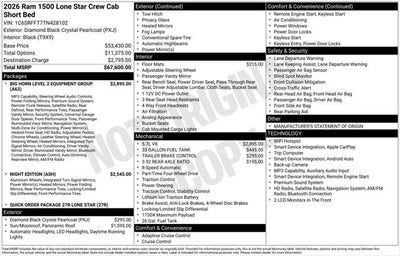 2026 RAM Ram 1500 RAM 1500 LONE STAR CREW CAB 4X4 5'7' BOX