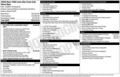 2026 RAM Ram 1500 RAM 1500 LONE STAR CREW CAB 4X4 5'7' BOX