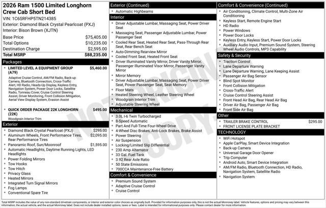 2026 RAM Ram 1500 RAM 1500 LIMITED LONGHORN CREW CAB 4X4 5'7' BOX