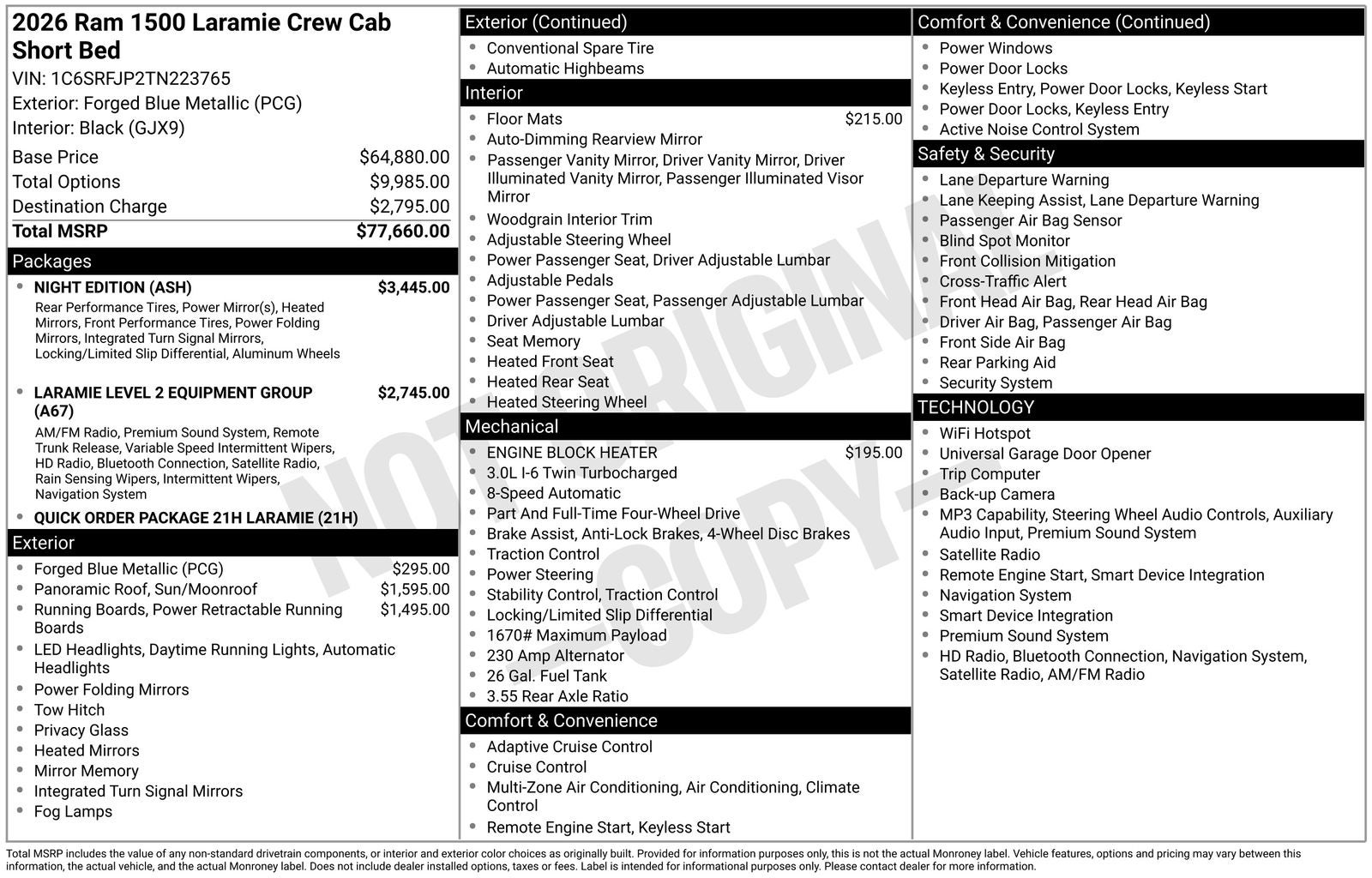 2026 RAM Ram 1500 RAM 1500 LARAMIE CREW CAB 4X4 5'7' BOX