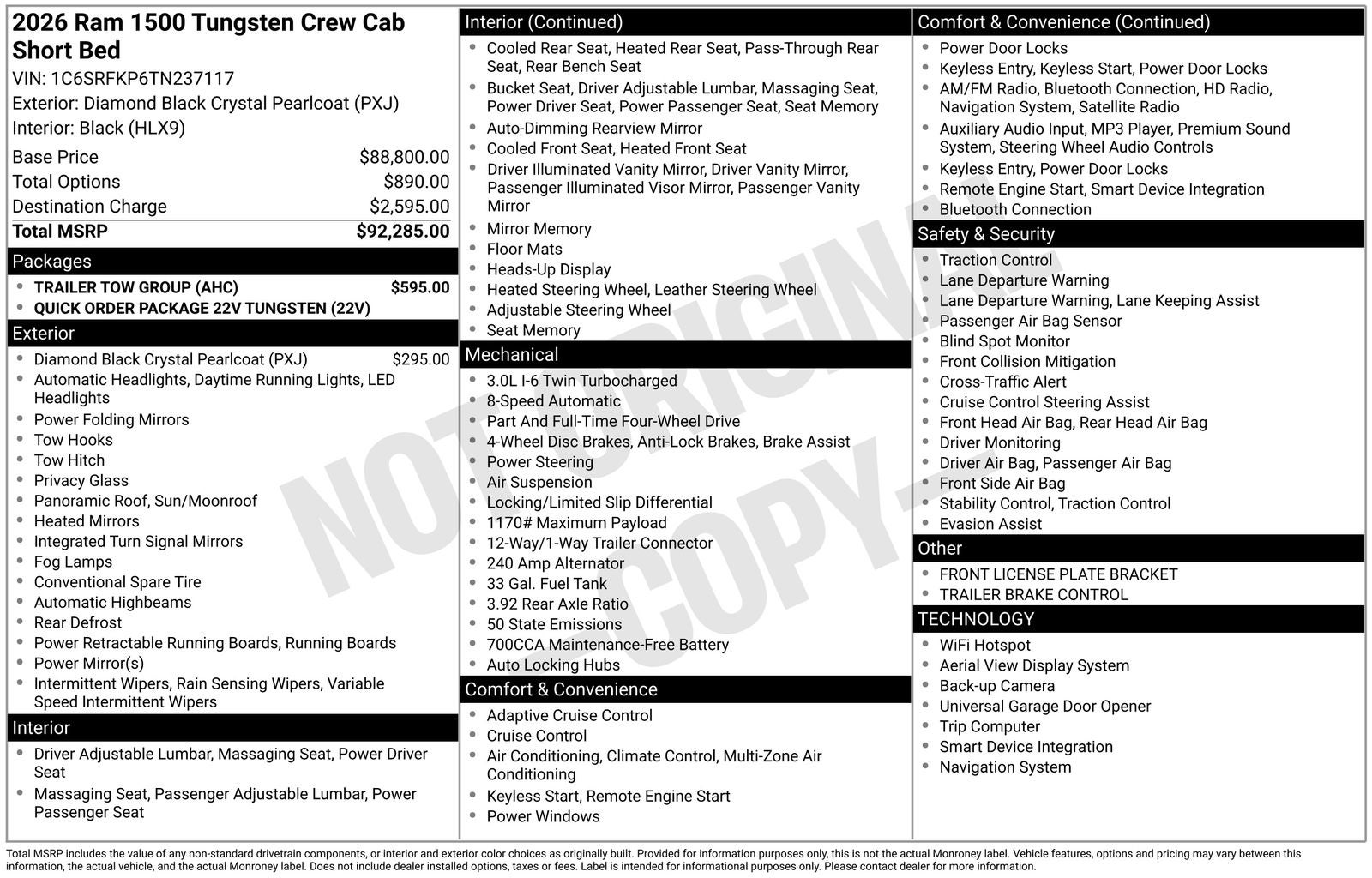 2026 RAM Ram 1500 RAM 1500 TUNGSTEN CREW CAB 4X4