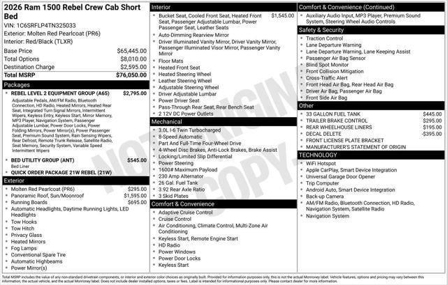 2026 RAM Ram 1500 RAM 1500 REBEL CREW CAB 4X4 5'7' BOX