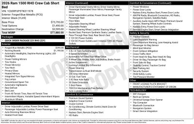 2026 RAM Ram 1500 RAM 1500 RHO CREW CAB 4X4 5'7' BOX