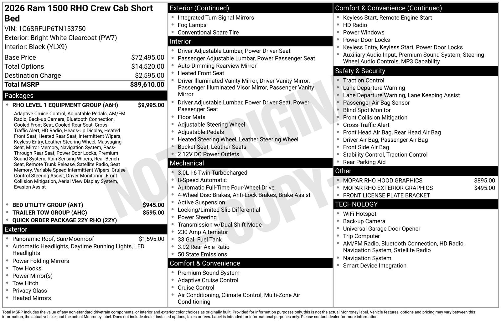 2026 RAM Ram 1500 RAM 1500 RHO CREW CAB 4X4 5'7' BOX