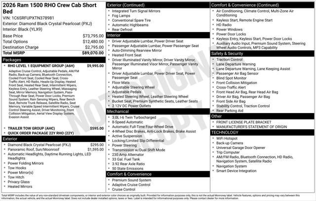 2026 RAM Ram 1500 RAM 1500 RHO CREW CAB 4X4 5'7' BOX