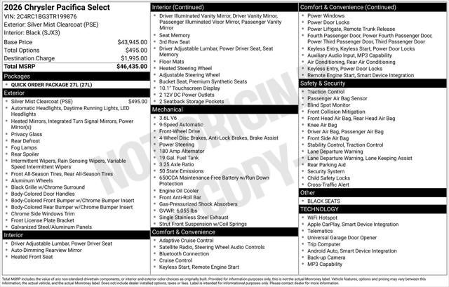 2026 Chrysler Pacifica PACIFICA SELECT