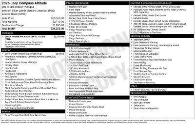 2026 Jeep Compass COMPASS LATITUDE ALTITUDE 4X4
