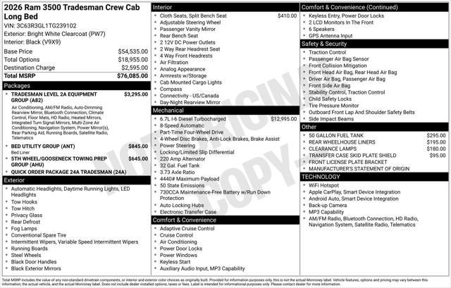 2026 RAM Ram 3500 RAM 3500 TRADESMAN CREW CAB 4X4 8' BOX