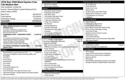 2026 RAM Ram 2500 RAM 2500 BLACK EXPRESS CREW CAB 4X4 6'4' BOX