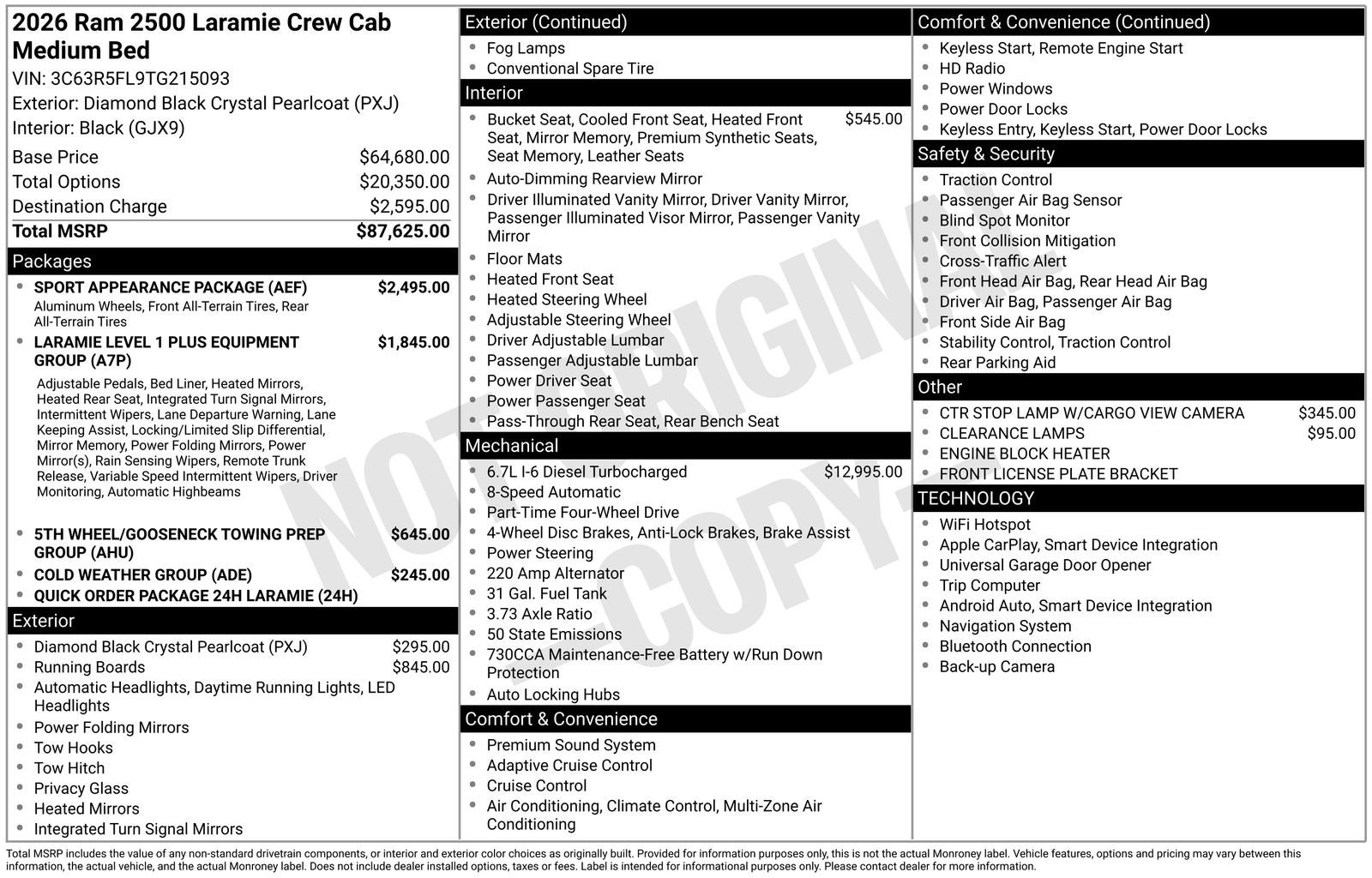 2026 RAM Ram 2500 RAM 2500 LARAMIE CREW CAB 4X4 6'4' BOX