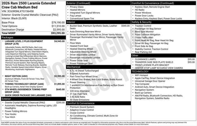 2026 RAM Ram 2500 RAM 2500 LARAMIE MEGA CAB 4X4 6'4' BOX