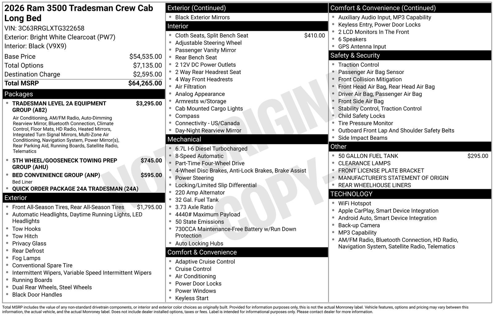 2026 RAM Ram 3500 RAM 3500 TRADESMAN CREW CAB 4X4 8' BOX