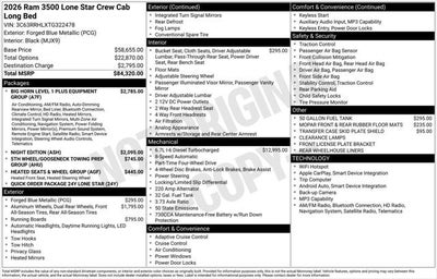 2026 RAM Ram 3500 RAM 3500 LONE STAR CREW CAB 4X4 8' BOX