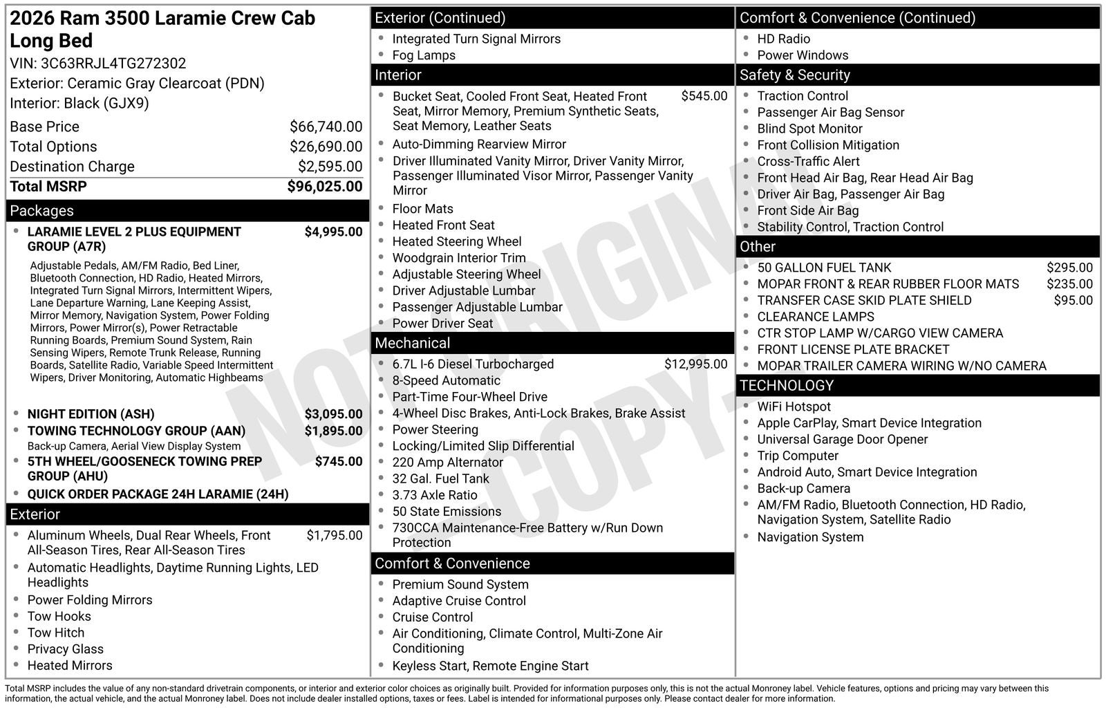 2026 RAM Ram 3500 RAM 3500 LARAMIE CREW CAB 4X4 8' BOX