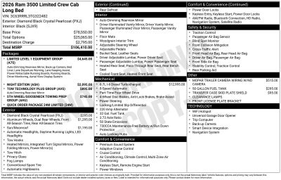 2026 RAM Ram 3500 RAM 3500 LIMITED CREW CAB 4X4 8' BOX