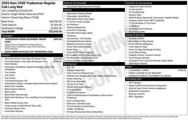 2026 RAM Ram 2500 Tradesman