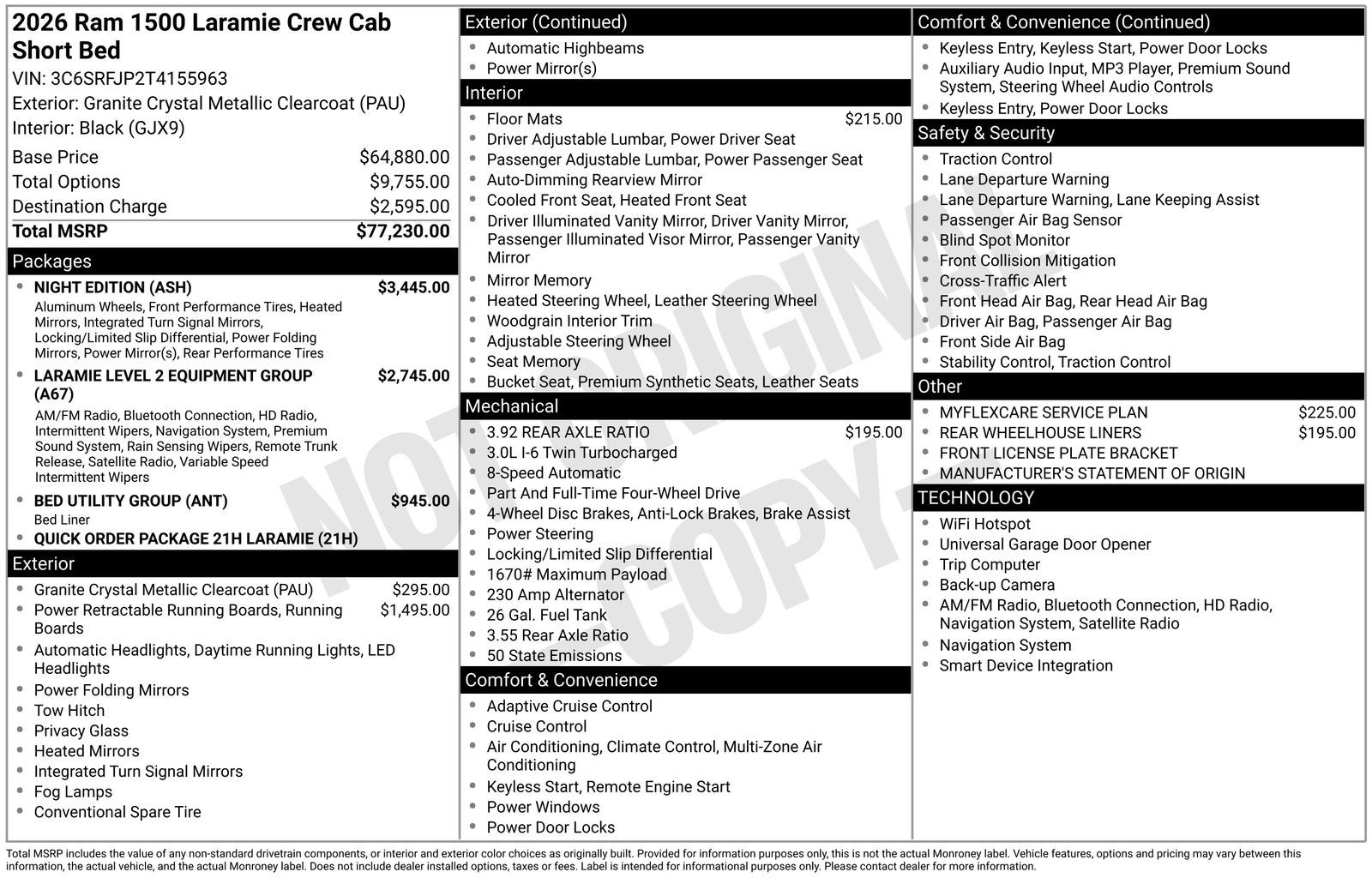 2026 RAM Ram 1500 RAM 1500 LARAMIE CREW CAB 4X4 5'7' BOX