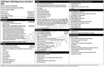 2026 RAM Ram 1500 RAM 1500 REBEL CREW CAB 4X4 5'7' BOX