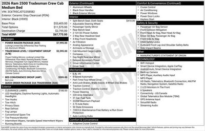 2026 RAM Ram 2500 RAM 2500 TRADESMAN CREW CAB 4X4 6'4' BOX