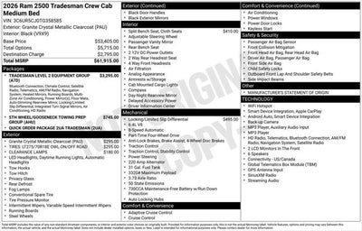 2026 RAM Ram 2500 RAM 2500 TRADESMAN CREW CAB 4X4 6'4' BOX