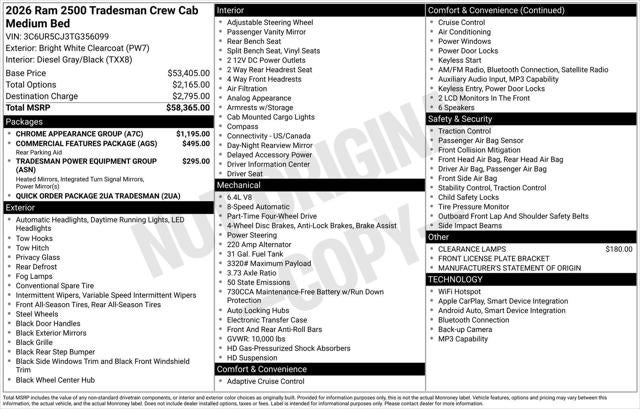 2026 RAM Ram 2500 RAM 2500 TRADESMAN CREW CAB 4X4 6'4' BOX