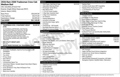 2026 RAM Ram 2500 RAM 2500 TRADESMAN CREW CAB 4X4 6'4' BOX