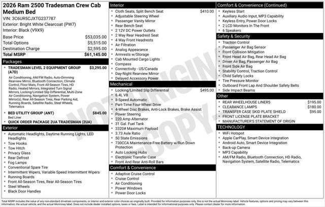 2026 RAM Ram 2500 RAM 2500 TRADESMAN CREW CAB 4X4 6'4' BOX