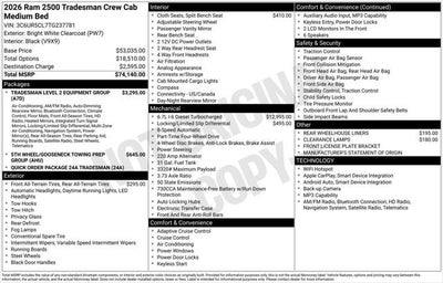 2026 RAM Ram 2500 RAM 2500 TRADESMAN CREW CAB 4X4 6'4' BOX