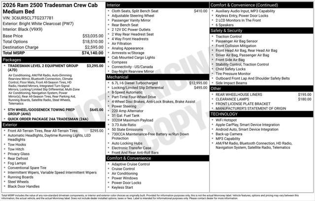 2026 RAM Ram 2500 RAM 2500 TRADESMAN CREW CAB 4X4 6'4' BOX