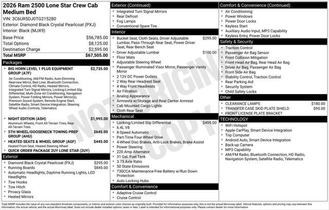 2026 RAM Ram 2500 RAM 2500 LONE STAR CREW CAB 4X4 6'4' BOX