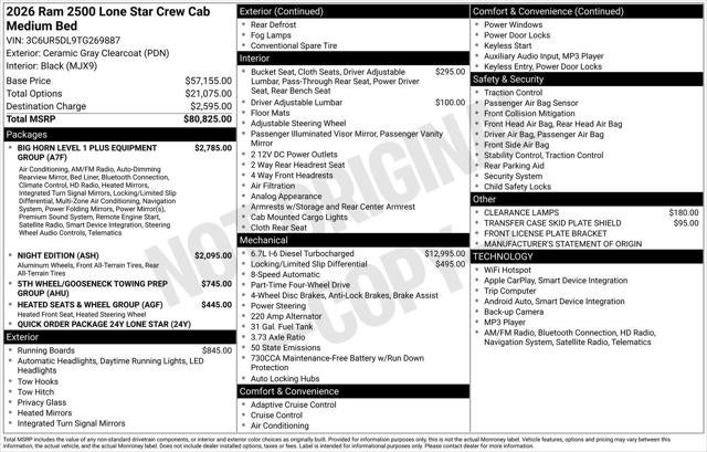 2026 RAM Ram 2500 RAM 2500 LONE STAR CREW CAB 4X4 6'4' BOX
