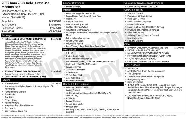 2026 RAM Ram 2500 RAM 2500 REBEL CREW CAB 4X4 6'4' BOX