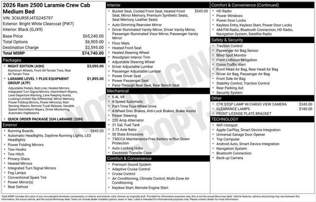 2026 RAM Ram 2500 RAM 2500 LARAMIE CREW CAB 4X4 6'4' BOX
