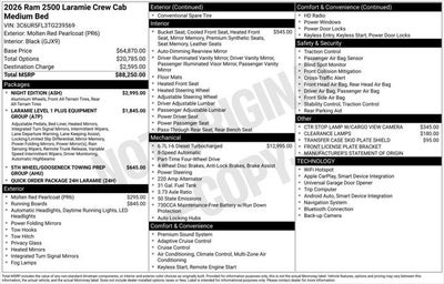 2026 RAM Ram 2500 RAM 2500 LARAMIE CREW CAB 4X4 6'4' BOX