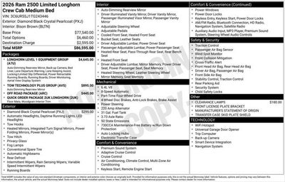 2026 RAM Ram 2500 RAM 2500 LIMITED LONGHORN CREW CAB 4X4 6'4' BOX