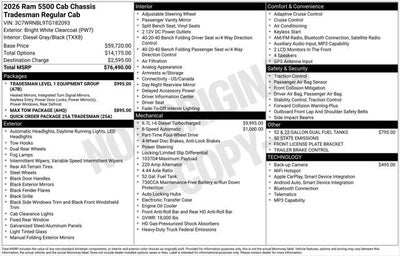 2026 RAM Ram 5500 Chassis Cab RAM 5500 TRADESMAN CHASSIS REGULAR CAB 4X4 84' CA