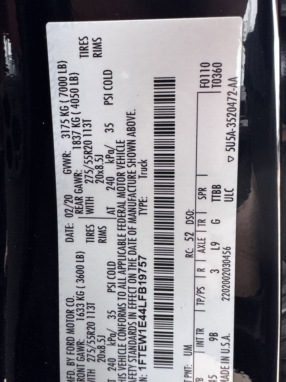 2020 Ford F-150 Platinum